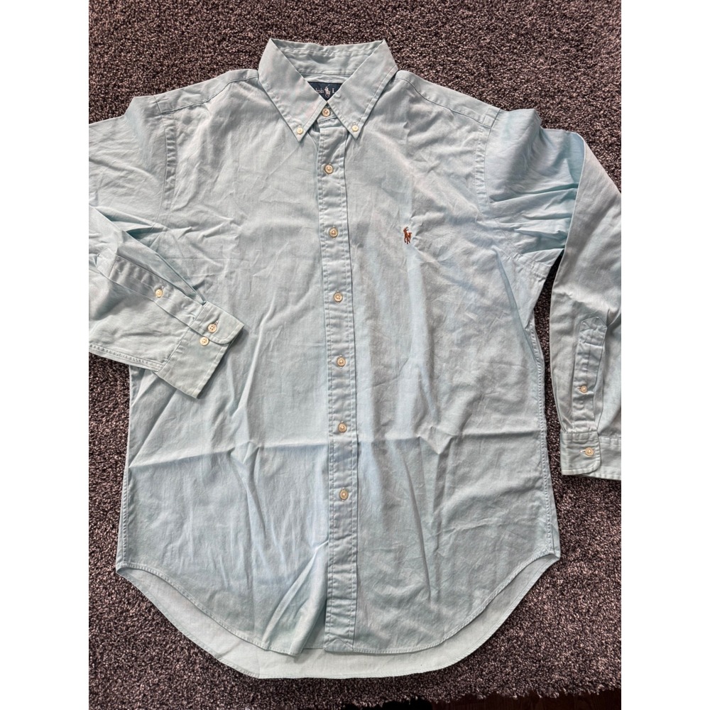 Ralph Lauren Classic Fit Blue Oxford Button Down Shirt 16 34/35 Mens L